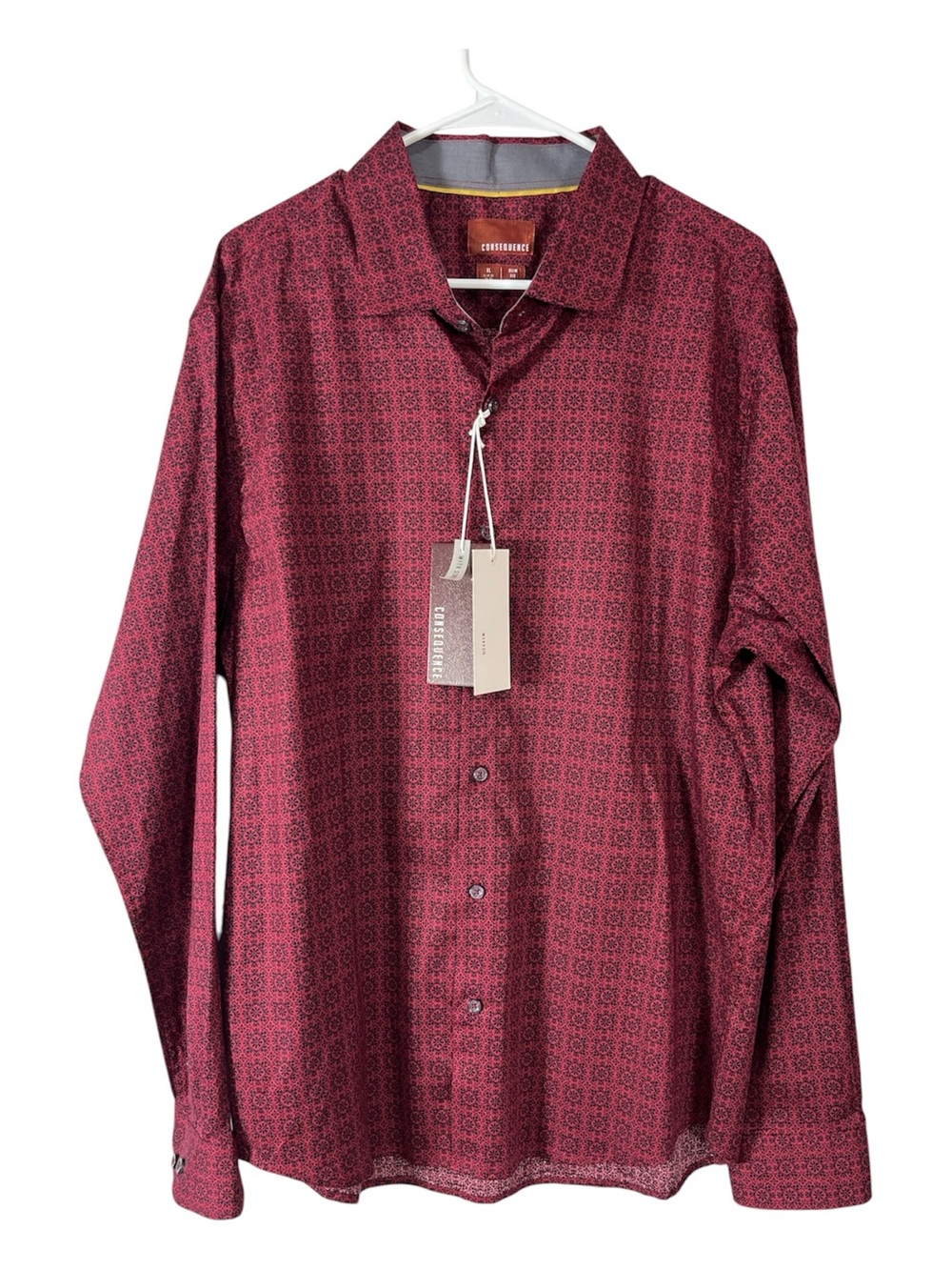 NWT Consequence Men's Slim Fit Geometric Tile Stretch Shirt XL MSRP 79